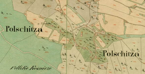 Poljšica na karti franc. katastra, 1827